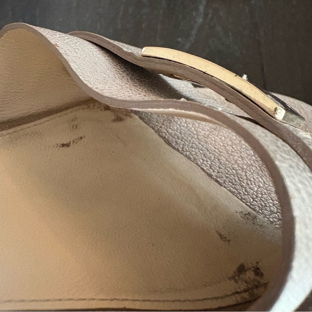Coach Christie Gold Espadrille Wedge Platform Sandals Leather Metallic Size 8.5 - Picture 11 of 13